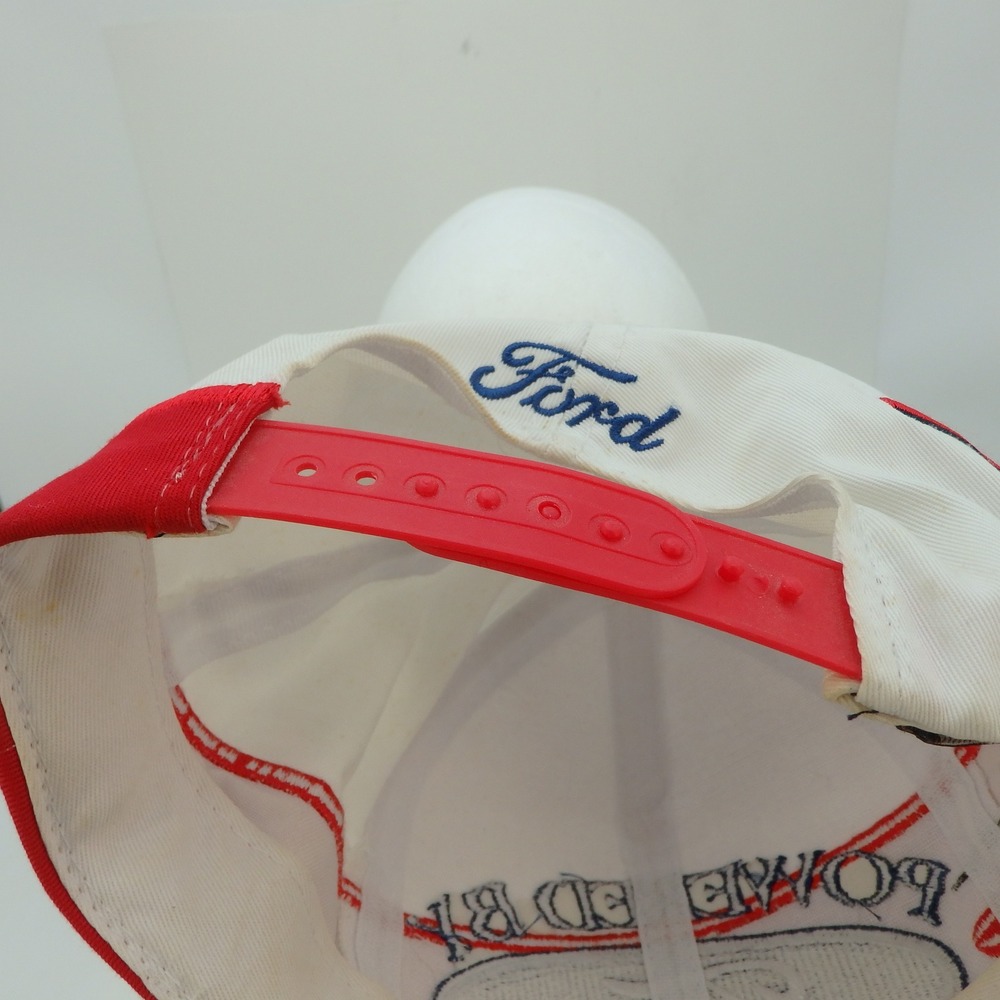 Ford Powered By Ford Racing Embroidered Baseball Cap White Red Black - Picture 14 of 15